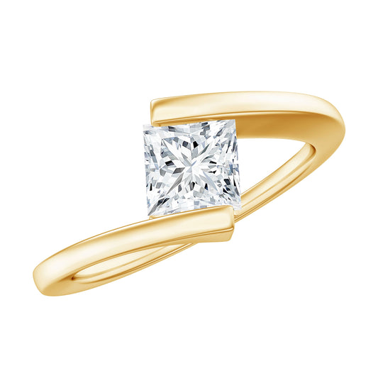 5 mm Princess Cut Lab Grown Diamond Ring With Tension Setting