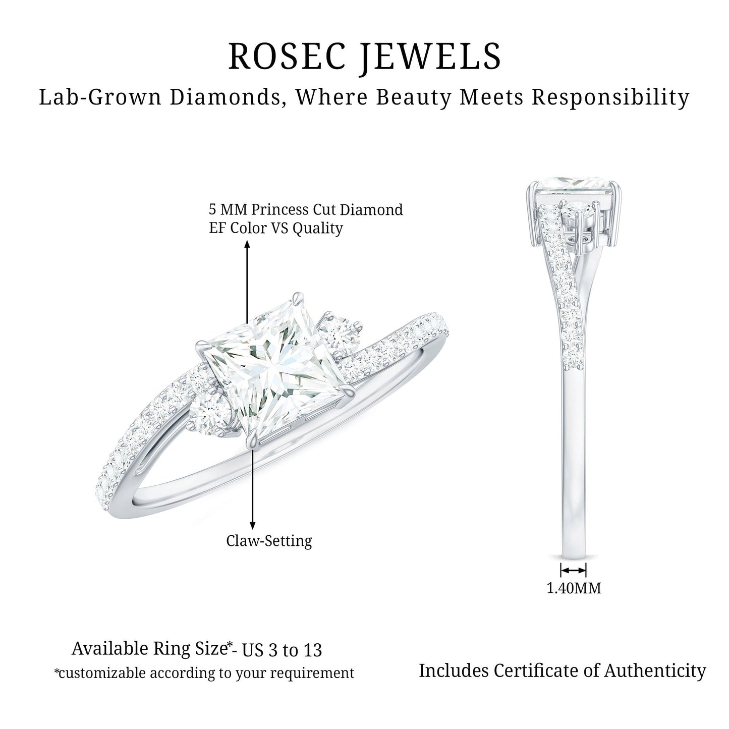 Certified Lab Grown Diamond Promise Engagement Ring