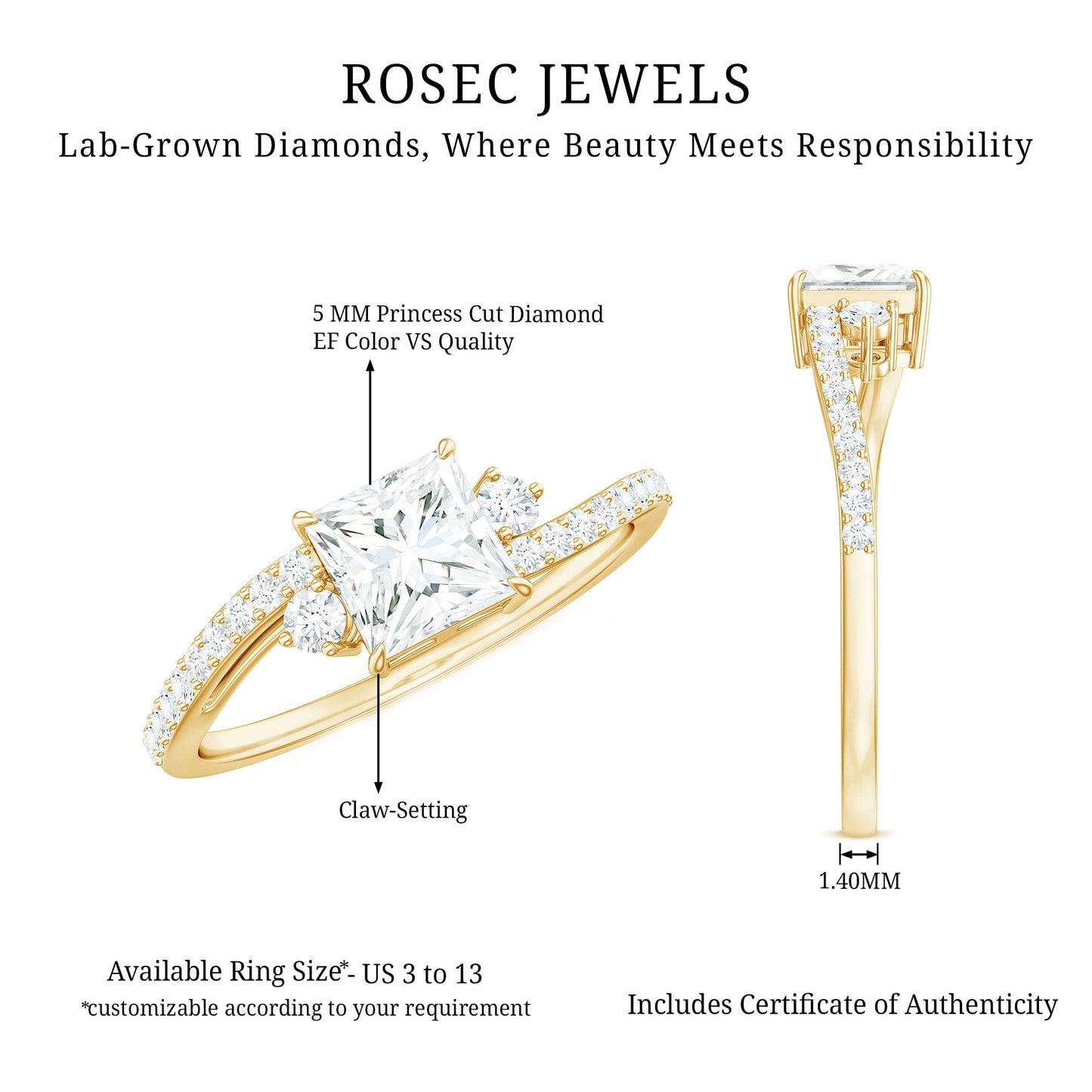 Certified Lab Grown Diamond Promise Engagement Ring
