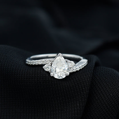 Pear Lab Created Diamond Engagement Bypass Ring for Her