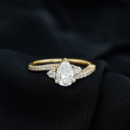 Pear Lab Created Diamond Engagement Bypass Ring for Her