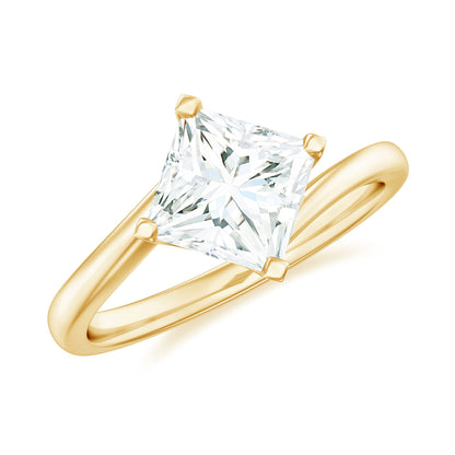 Princess Cut Lab Grown Diamond Bypass Engagement Ring for Women