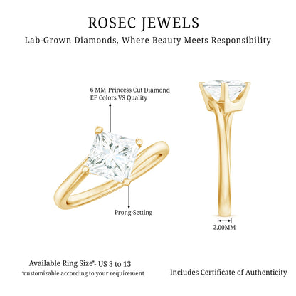 Princess Cut Lab Grown Diamond Bypass Engagement Ring for Women
