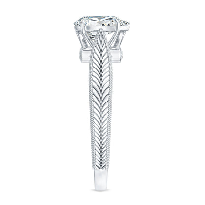 6X8 mm Pear Lab Created Diamond Filigree Engagement Ring