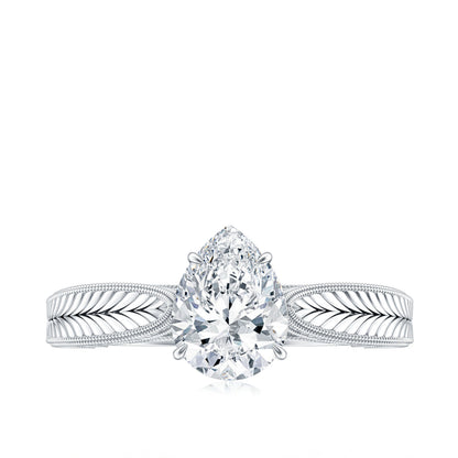 6X8 mm Pear Lab Created Diamond Filigree Engagement Ring