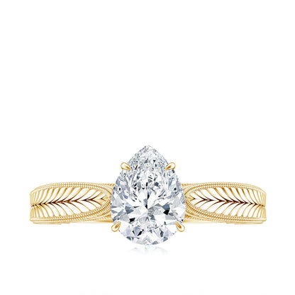 6X8 mm Pear Lab Created Diamond Filigree Engagement Ring