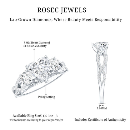Certified 7 MM Lab Grown Diamond Heart Shaped Engagement Ring