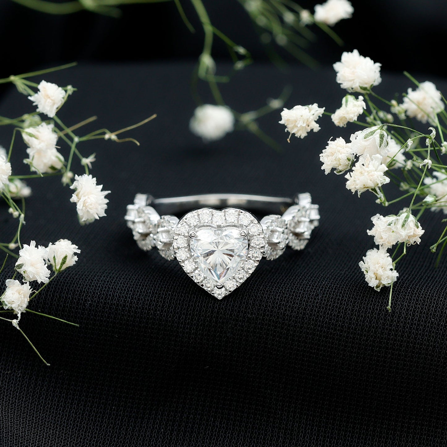 Vintage Inspired Lab Grown Diamond Heart Engagement Ring For Her
