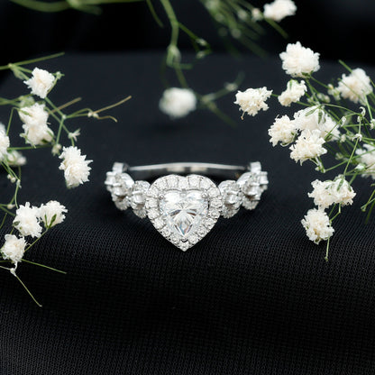Vintage Inspired Lab Grown Diamond Heart Engagement Ring For Her