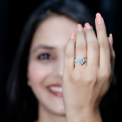 Vintage Inspired Lab Grown Diamond Heart Engagement Ring For Her