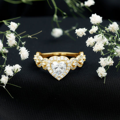 Vintage Inspired Lab Grown Diamond Heart Engagement Ring For Her