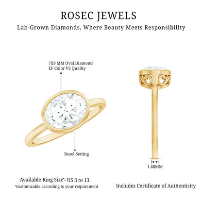 Bezel Set Lab Grown Diamond East West Engagement Ring