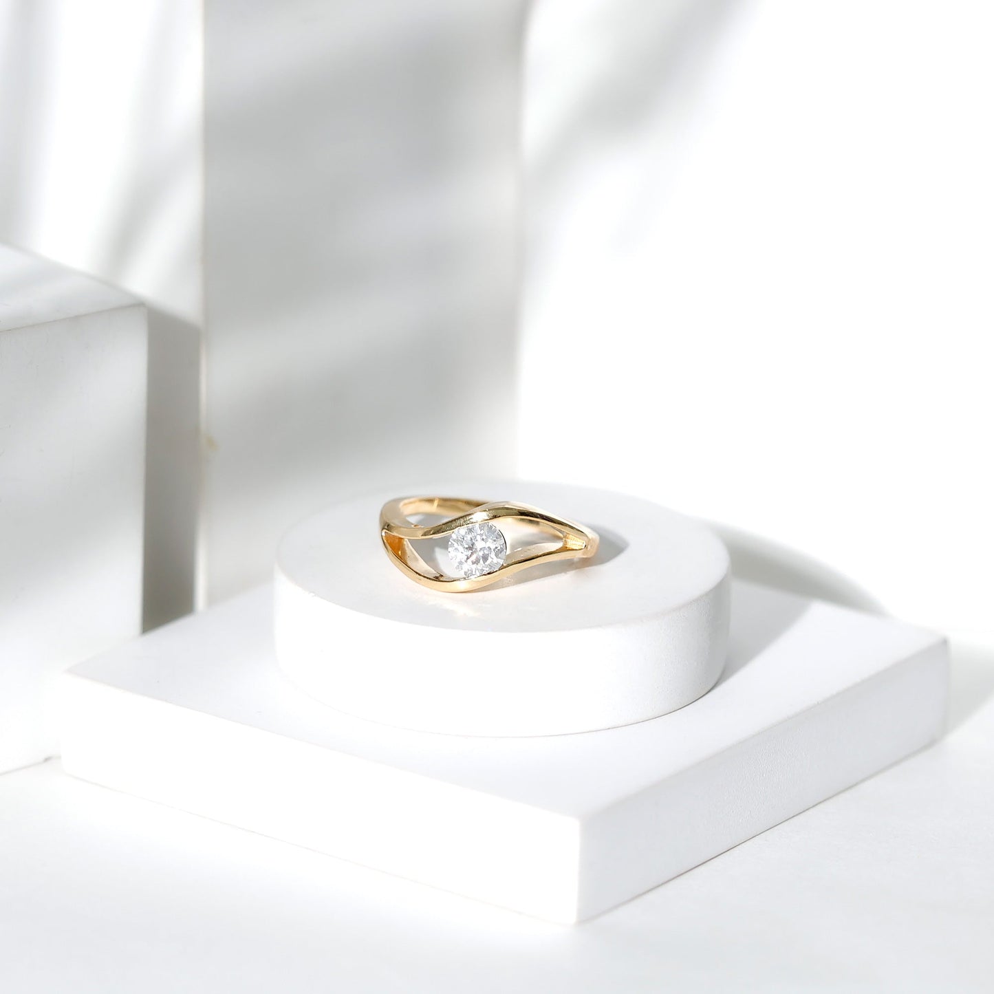Certified 6 mm Lab Created Diamond Round Engagement Ring in Tension Setting