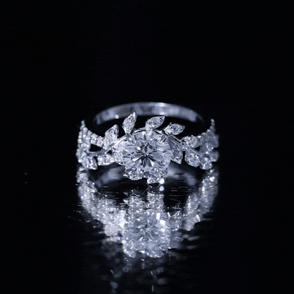 Round Cut 7 MM Lab Grown Diamond Flower Engagement Ring