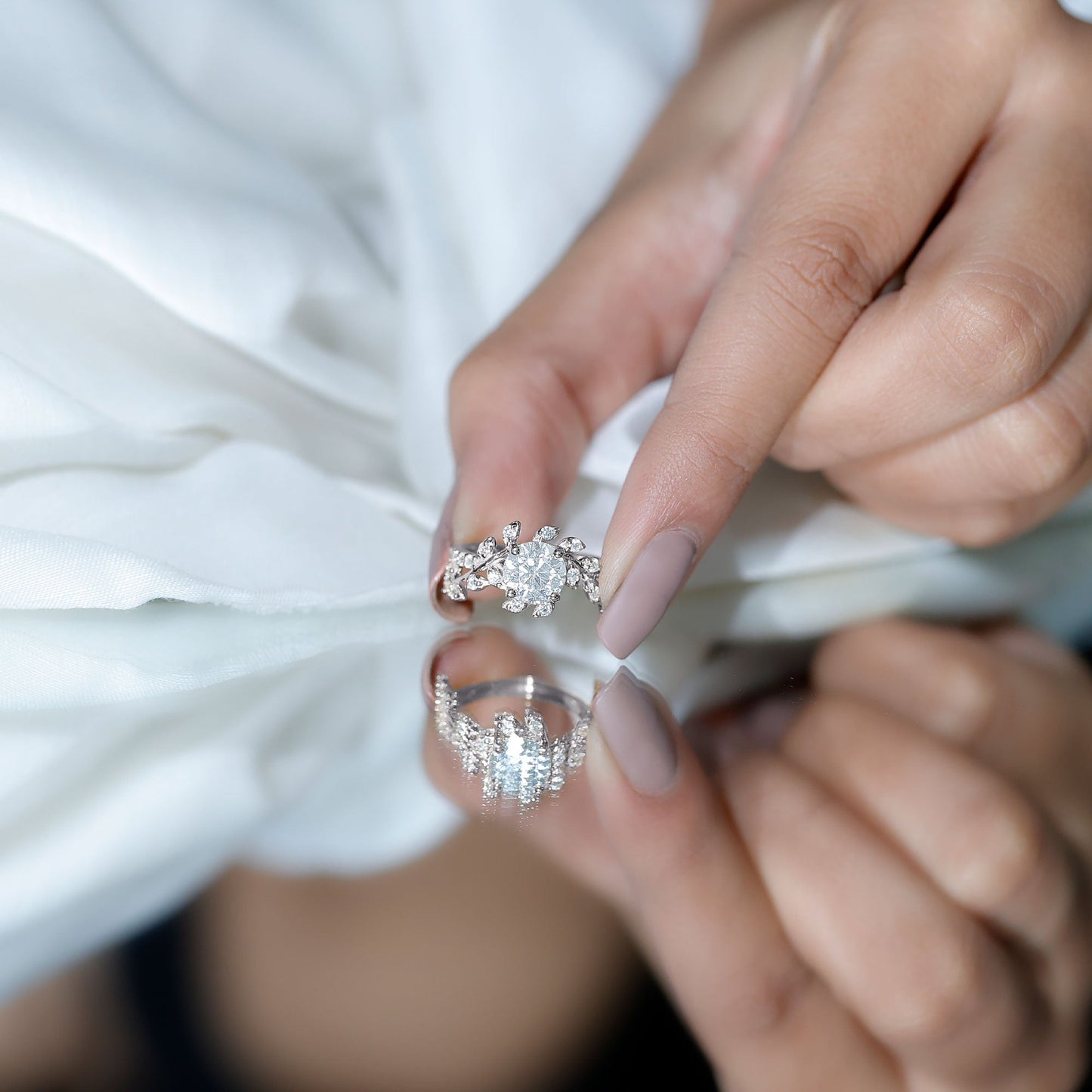Round Cut 7 MM Lab Grown Diamond Flower Engagement Ring