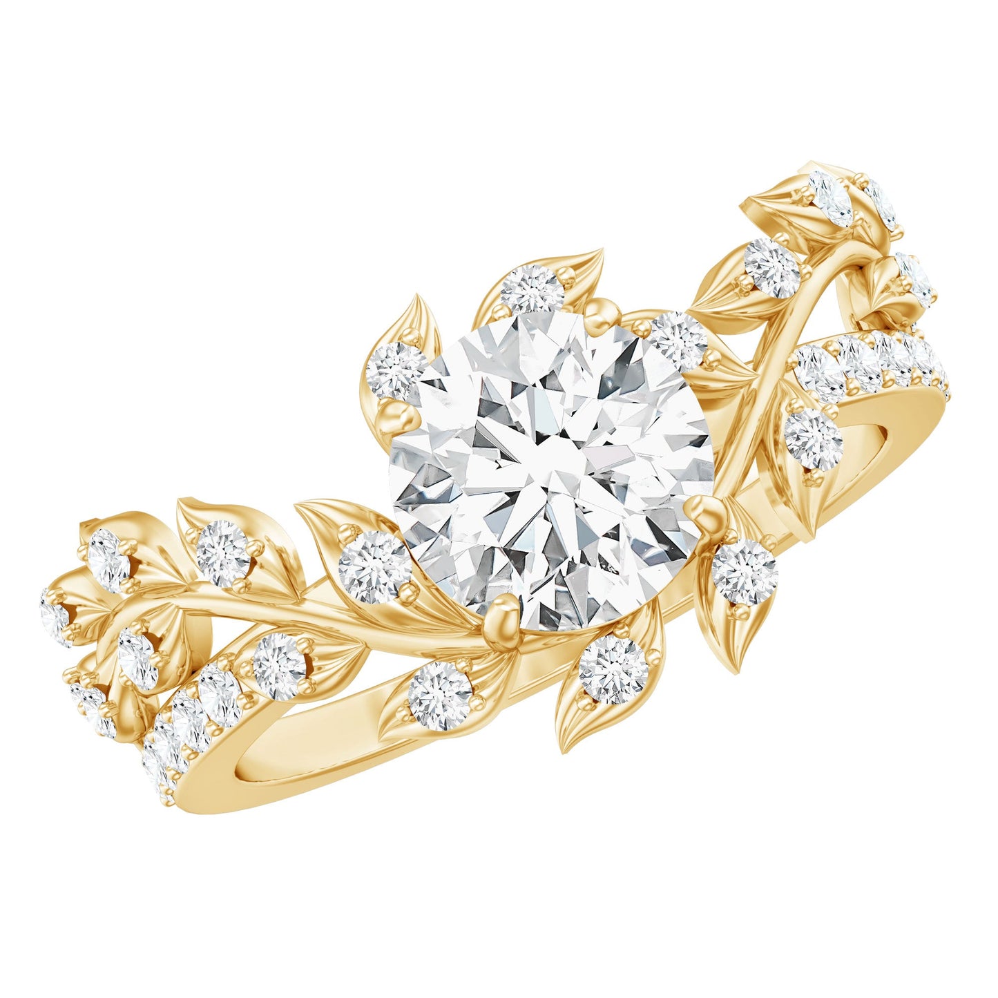 Round Cut 7 MM Lab Grown Diamond Flower Engagement Ring