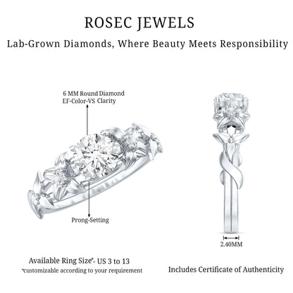 Certified 1 Ct Lab Grown Diamond Nature Engagement Ring