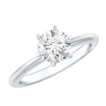 Brilliant Cut Lab Grown Diamond Solitaire Engagement Ring With 6 Prongs