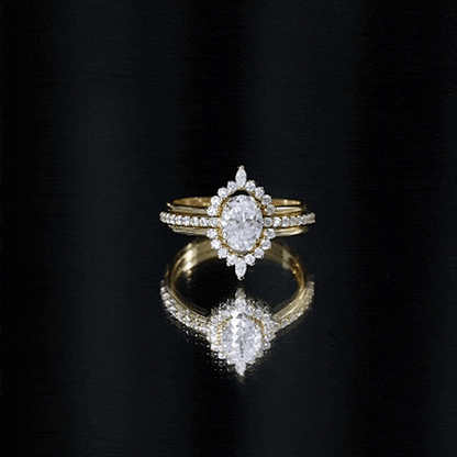 Certified Lab Grown Diamond Vintage Engagement Ring Set With 3 Pieces