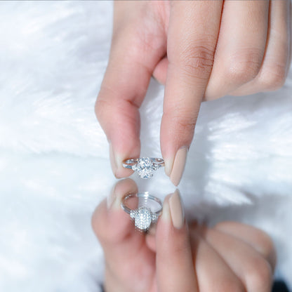 Certified 1 Carat Oval Lab Grown Diamond Engagement Ring for Women