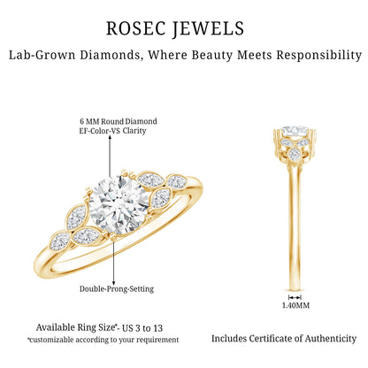 Certified 6 MM Round Diamond Promise Engagement Ring For Her