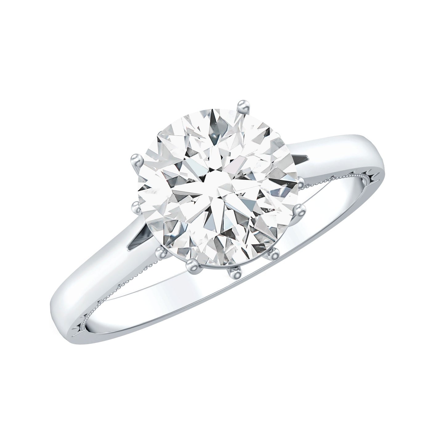 Lab Grown Diamond 8mm Round Engagement Ring With Certificate
