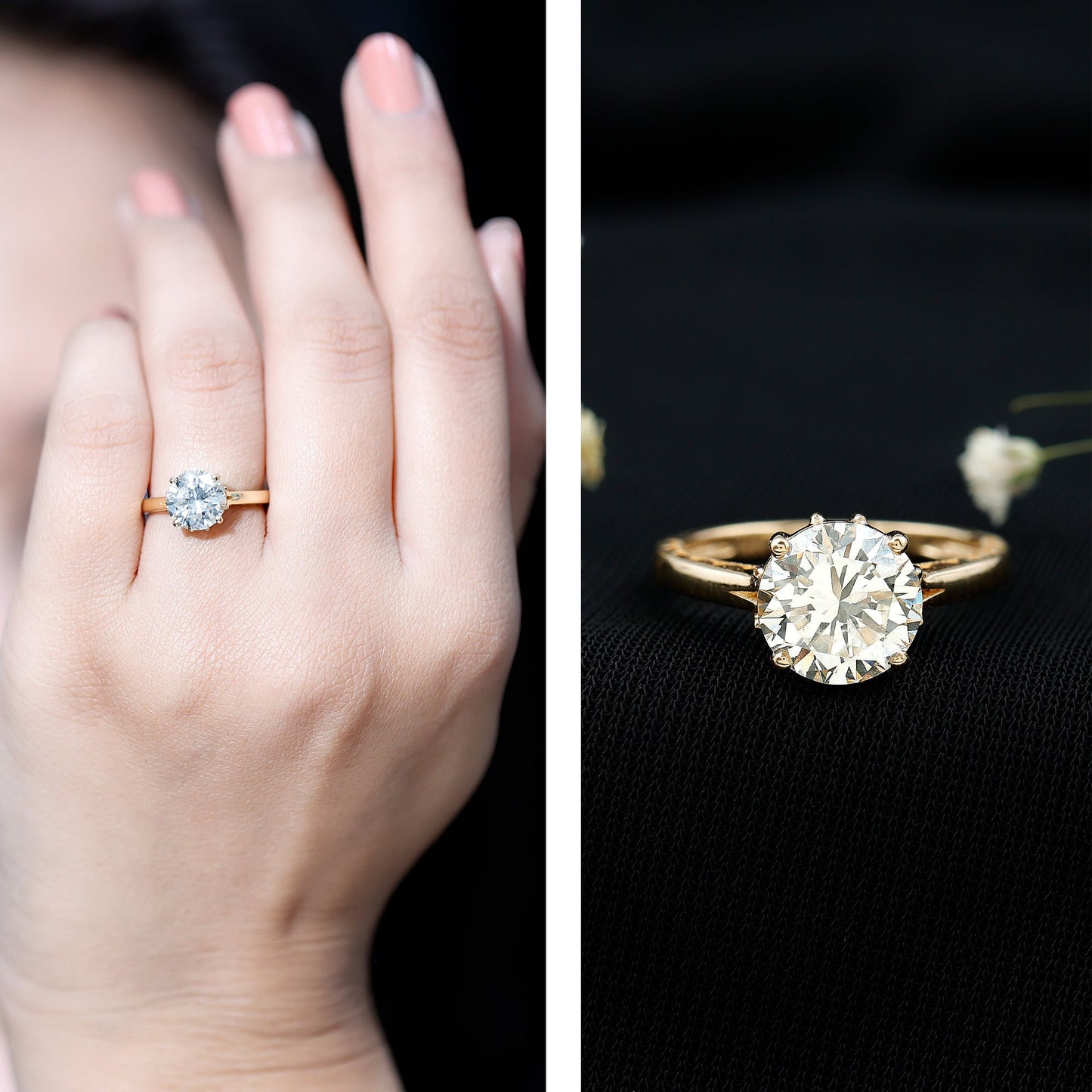 Lab Grown Diamond 8mm Round Engagement Ring With Certificate