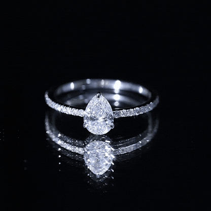1 CT Pear Cut Man Made Diamond Engagement Ring