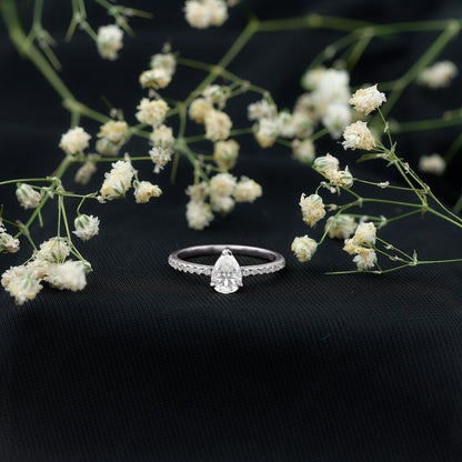 1 CT Pear Cut Man Made Diamond Engagement Ring