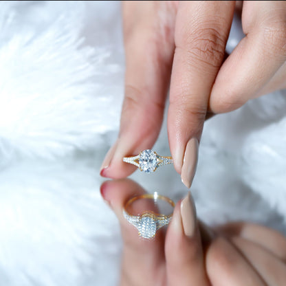 Oval Brilliant Cut Lab Diamond Engagement Ring with Split Shank