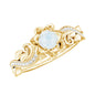 Genuine Moonstone and Diamond Blooming Engagement Ring in Silver