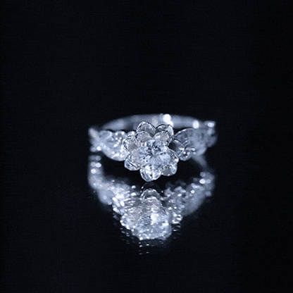 Natural Aquamarine and Diamond Flower Engagement Ring in Gold Plated Silver