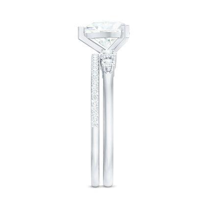 Certified Lab Grown Diamond 7MM Heart Bridal Ring Set