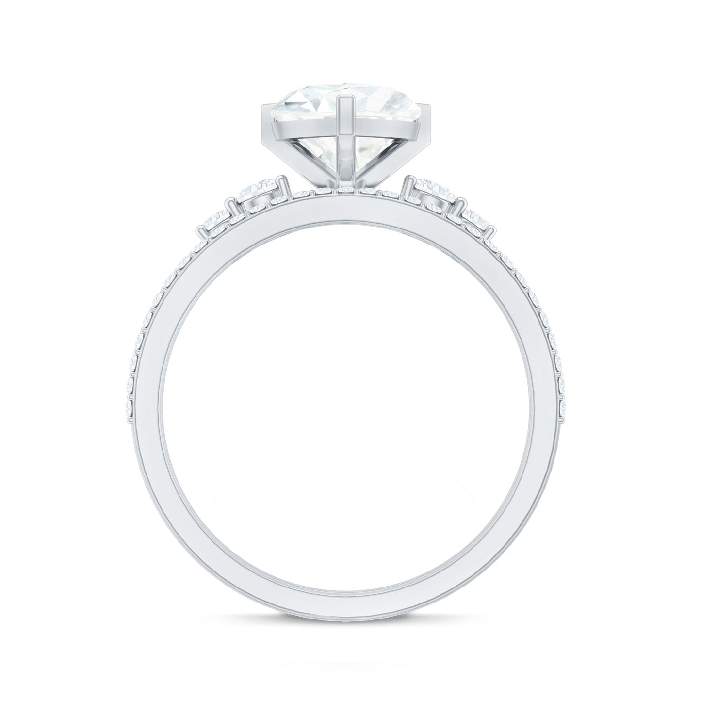 Certified Lab Grown Diamond 7MM Heart Bridal Ring Set