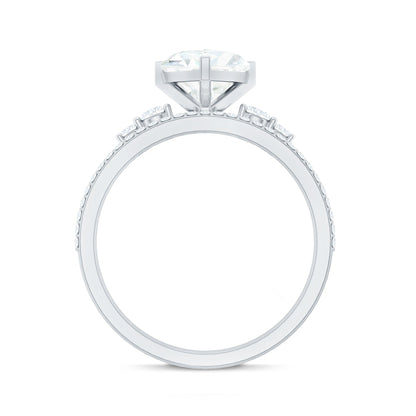 Certified Lab Grown Diamond 7MM Heart Bridal Ring Set