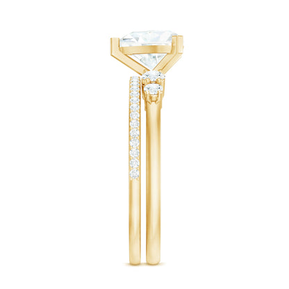 Certified Lab Grown Diamond 7MM Heart Bridal Ring Set