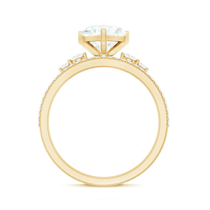 Certified Lab Grown Diamond 7MM Heart Bridal Ring Set