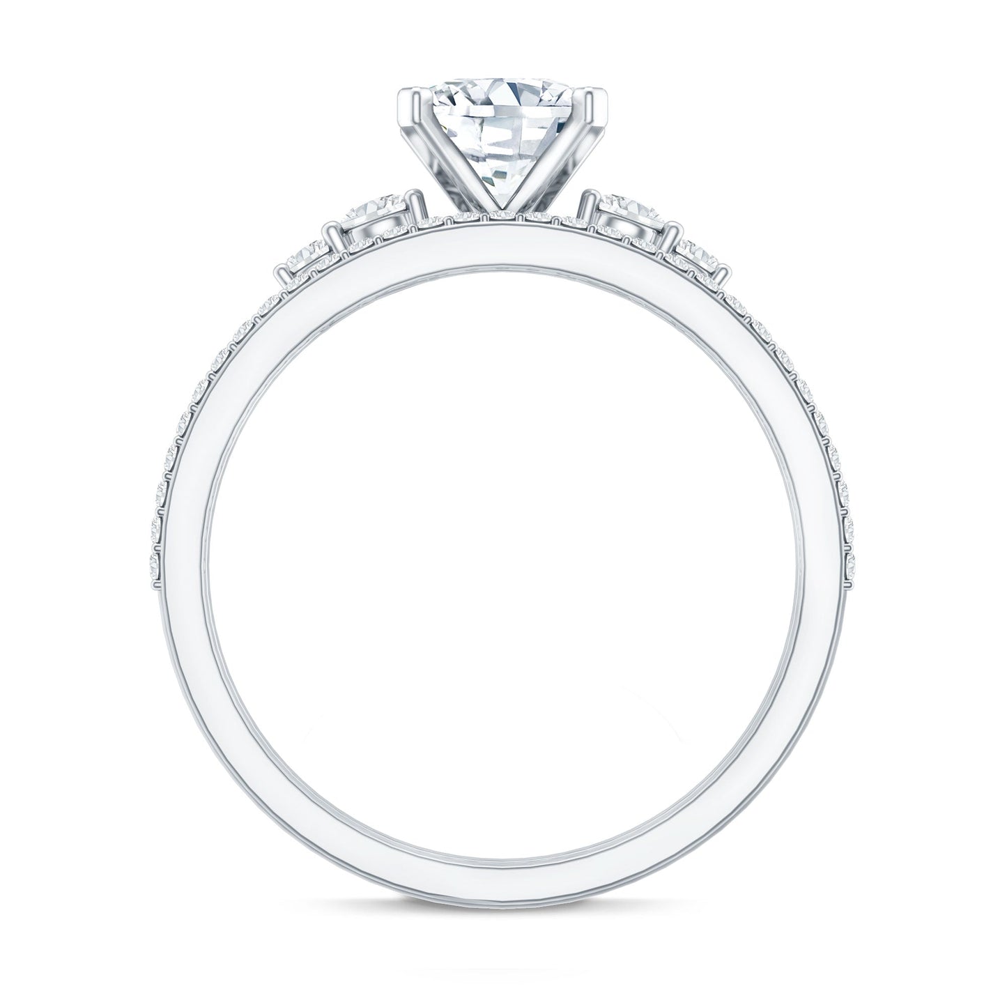 Lab Grown Diamond 6 MM Cushion Engagement Ring with Wedding band