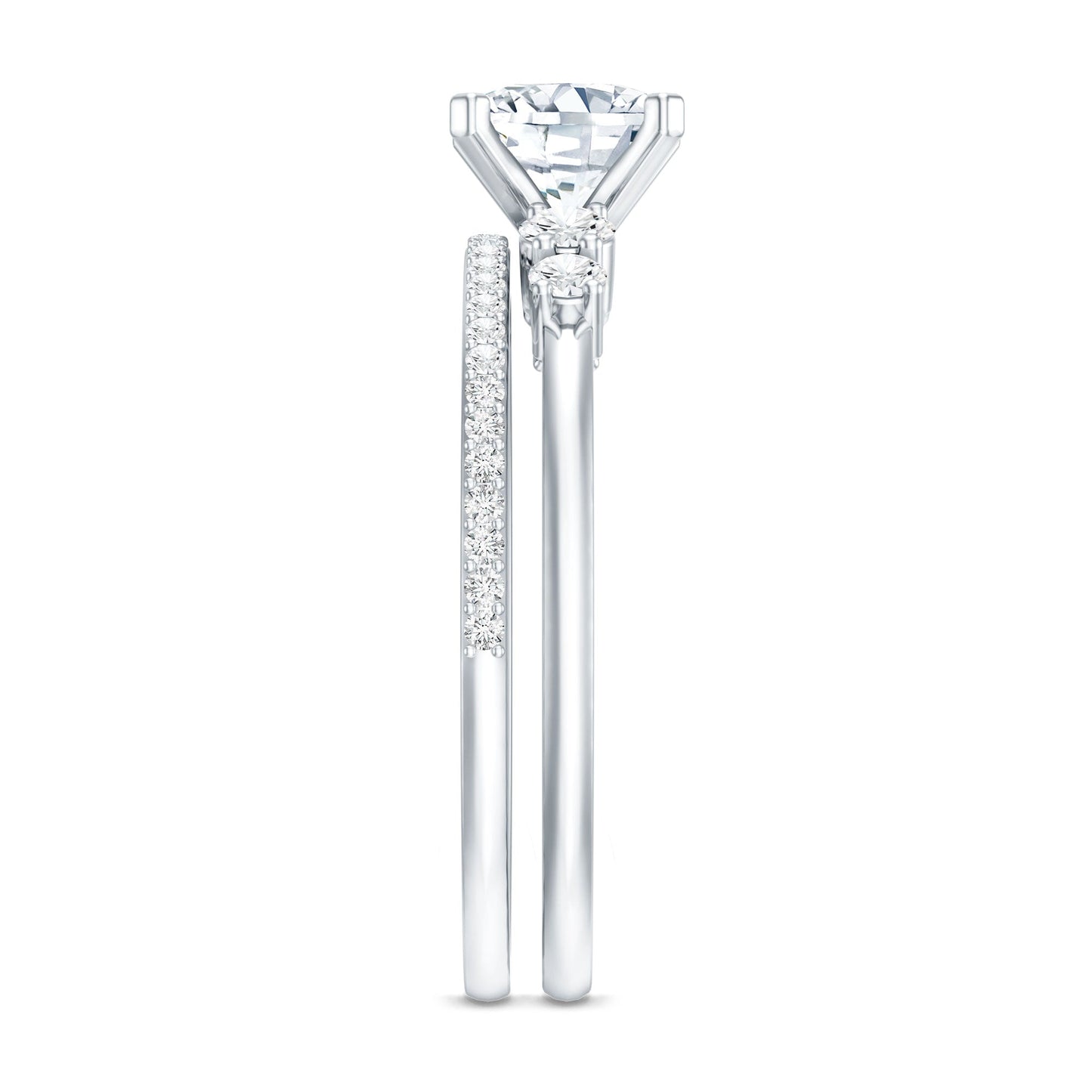 Lab Grown Diamond 6 MM Cushion Engagement Ring with Wedding band