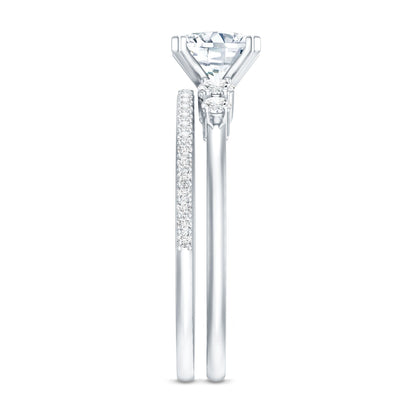 Lab Grown Diamond 6 MM Cushion Engagement Ring with Wedding band
