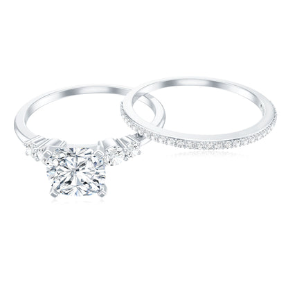 Lab Grown Diamond 6 MM Cushion Engagement Ring with Wedding band