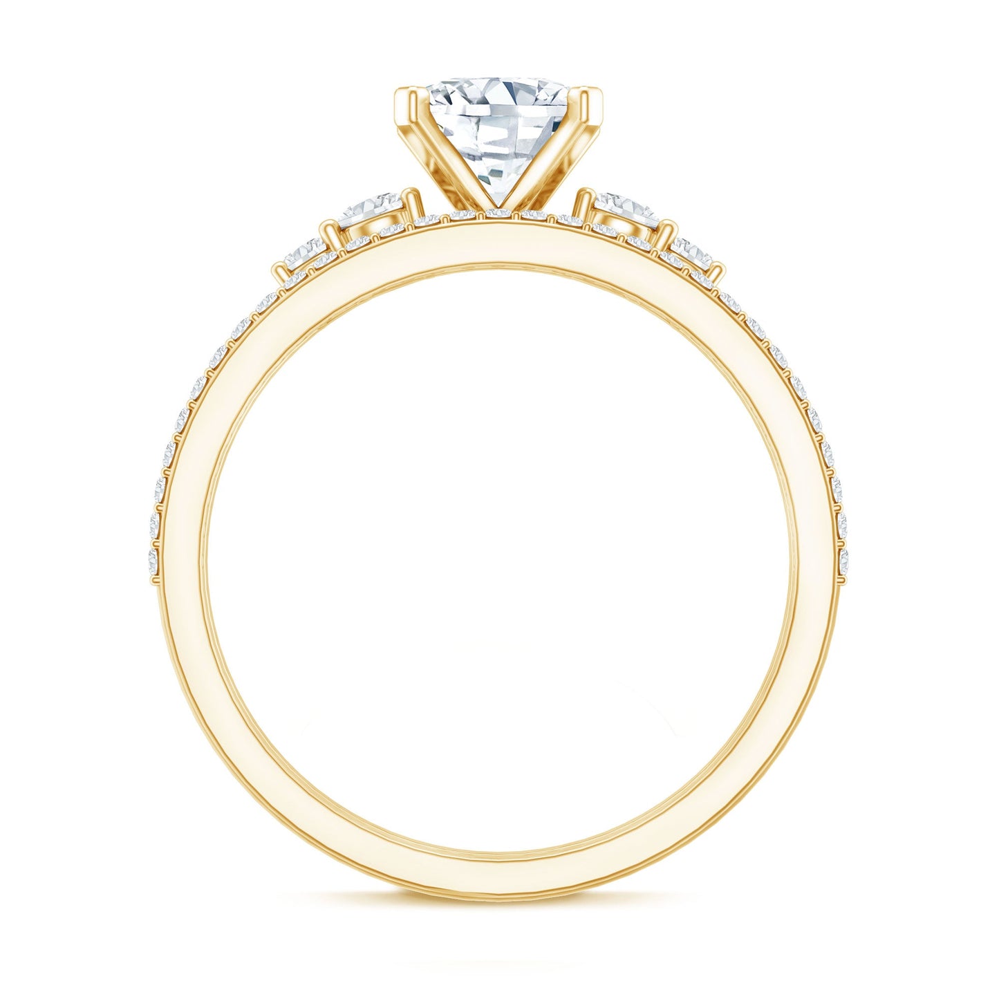 Lab Grown Diamond 6 MM Cushion Engagement Ring with Wedding band