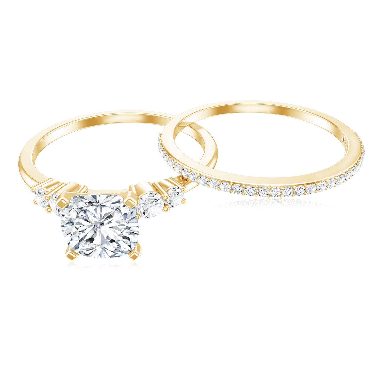 Lab Grown Diamond 6 MM Cushion Engagement Ring with Wedding band