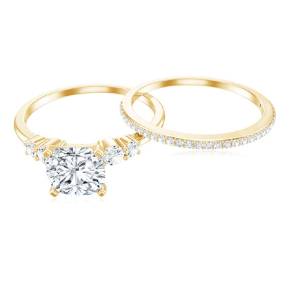 Lab Grown Diamond 6 MM Cushion Engagement Ring with Wedding band