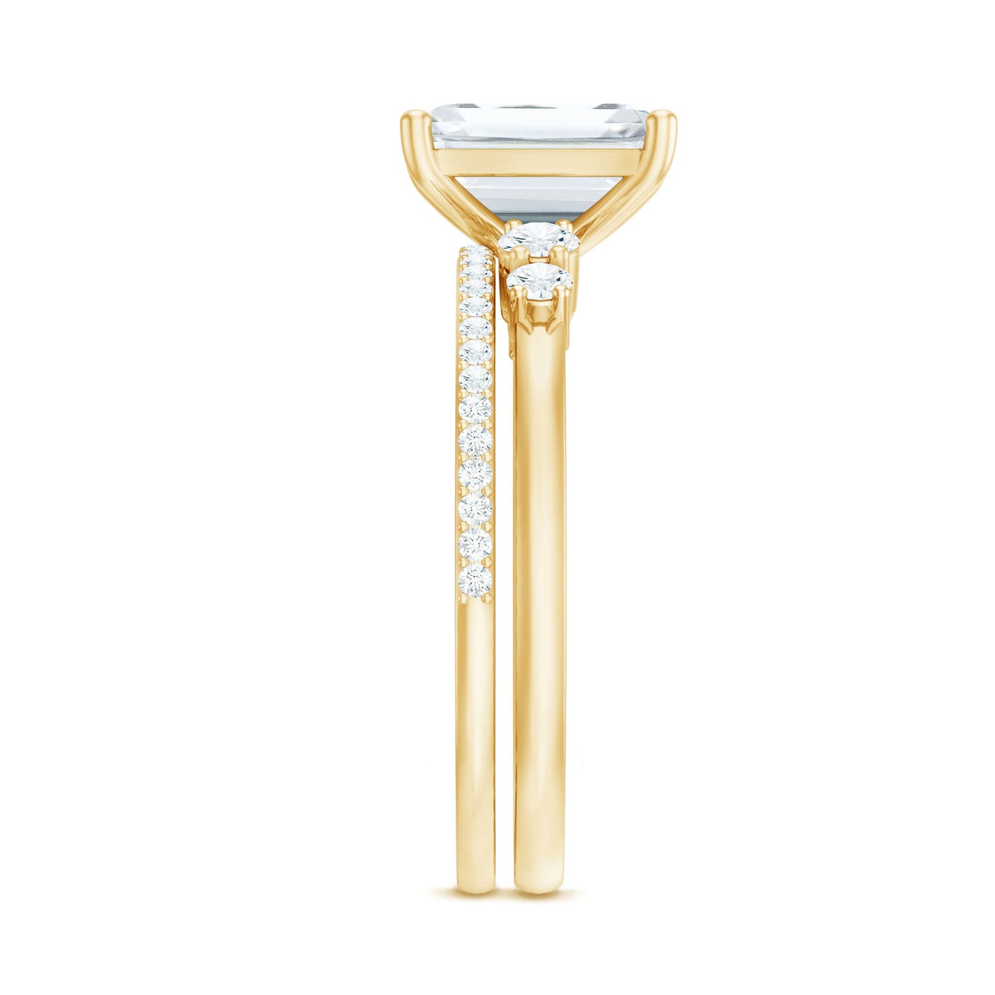 Certified Lab Grown Diamond 6X8MM Emerald Cut Engagement Ring with Band
