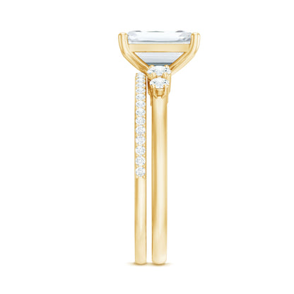 Certified Lab Grown Diamond 6X8MM Emerald Cut Engagement Ring with Band