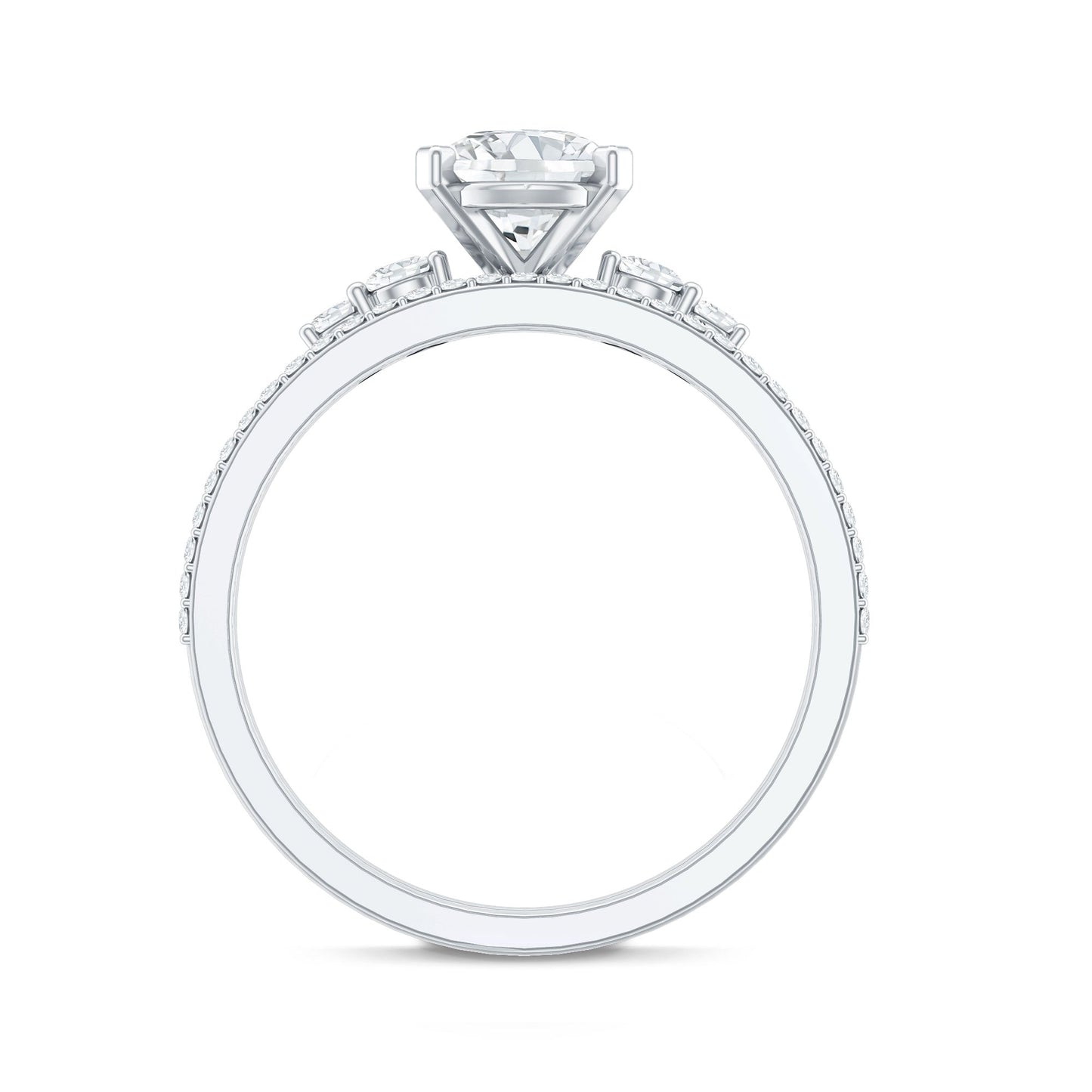 Certified Lab Grown Diamond 6X8 MM Teardrop Bridal Ring Set