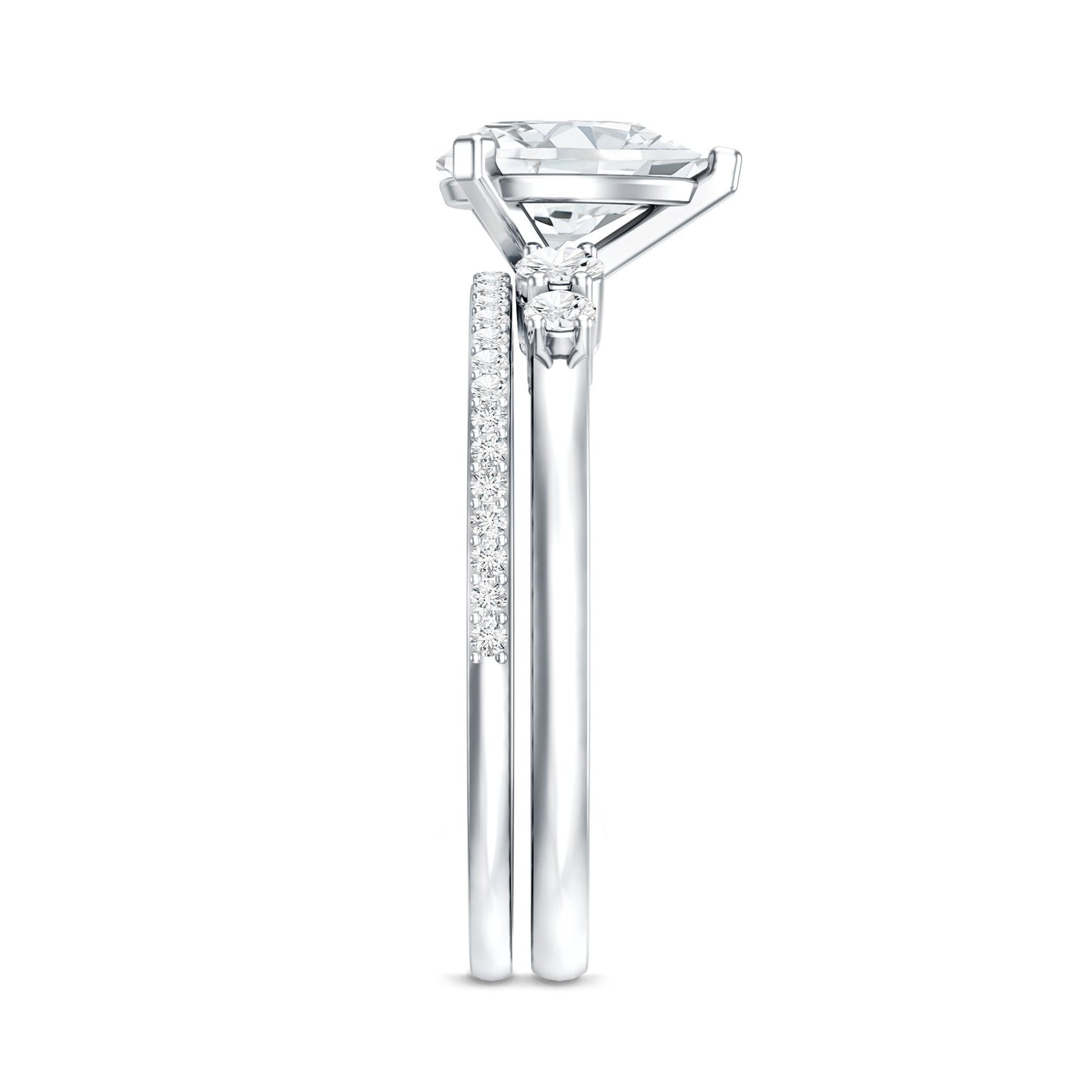 Certified Lab Grown Diamond 6X8 MM Teardrop Bridal Ring Set