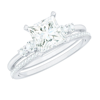Lab Grown Diamond 6 MM Princess Cut Engagement Ring With Enhancer
