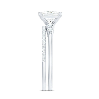 Lab Grown Diamond 6 MM Princess Cut Engagement Ring With Enhancer